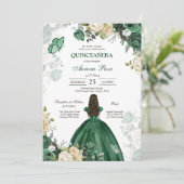 Invitation moderne rustique florale pour Quinceane (Debout devant)