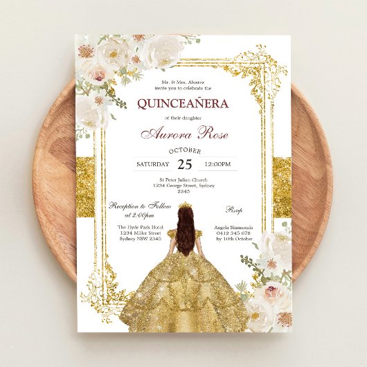 Invitation Moderne Rustique Florale pour Quinceane