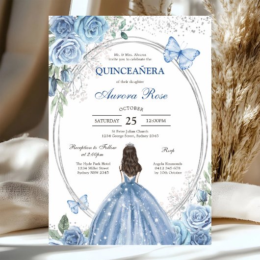 Invitation Moderne Rustique Florale pour Quinceane