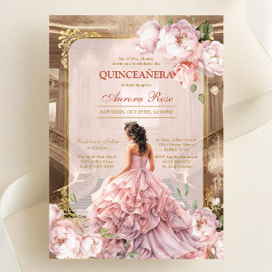 Invitation moderne rustique florale pour Quinceane