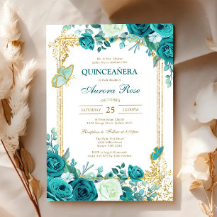 Invitation moderne rustique florale pour Quinceane