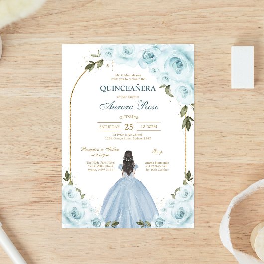 Invitation moderne rustique florale pour Quinceane