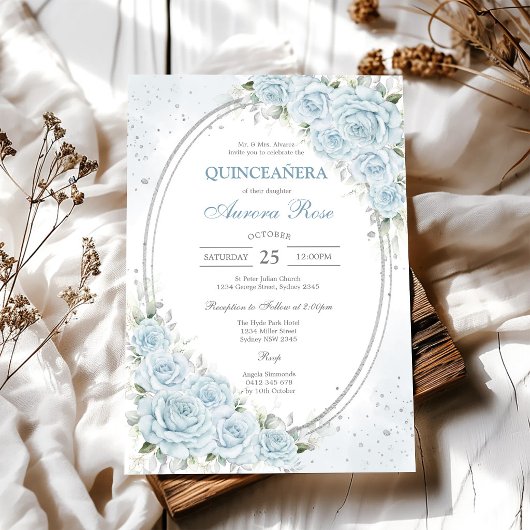 Invitation Moderne Rustique Florale pour Quinceane