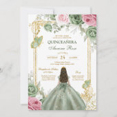 Invitation Moderne Rustique Florale pour Quinceane (Devant)