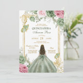 Invitation Moderne Rustique Florale pour Quinceane (Debout devant)