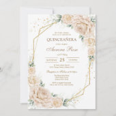 Invitation Moderne Rustique Florale pour Quinceane (Devant)