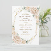 Invitation Moderne Rustique Florale pour Quinceane (Debout devant)