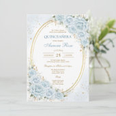 Invitation moderne rustique florale pour Quinceane (Debout devant)