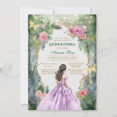 Invitation Moderne Rustique Florale pour Quinceane (Devant)