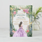 Invitation Moderne Rustique Florale pour Quinceane (Debout devant)