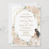 Invitation moderne rustique florale pour Quinceane (Devant)