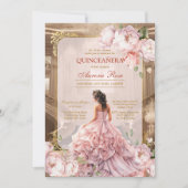 Invitation moderne rustique florale pour Quinceane (Devant)