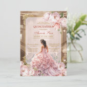 Invitation moderne rustique florale pour Quinceane (Debout devant)