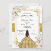 Invitation Moderne Rustique Florale pour Quinceane (Devant)