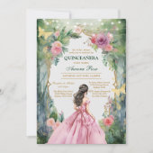 Invitation moderne rustique florale pour Quinceane (Devant)