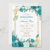 Invitation moderne rustique florale pour Quinceane (Devant)
