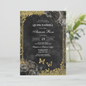 Invitation moderne rustique florale pour Quinceane (Debout devant)