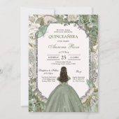 Invitation moderne rustique florale pour Quinceane (Devant)