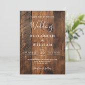 Invitation Moderne Rustique Mariage en bois de grange (Debout devant)