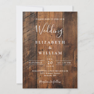 Invitation Moderne Rustique Mariage en bois de grange