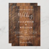 Invitation Moderne Rustique Mariage en bois de grange Code QR (Devant / Derrière)