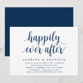 Invitation Moderne Rustique Mignon Bleu Marine, Mariage Fugit (Devant / Derrière)
