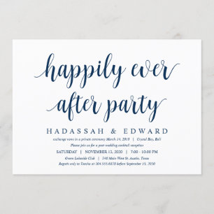 Invitation Moderne Rustique Mignon Bleu Marine, Mariage Fuite