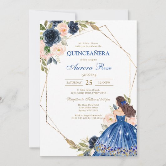 Invitation moderne rustique pour Quinceanera (Devant)