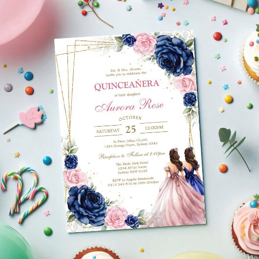 Invitation moderne rustique pour Quinceanera