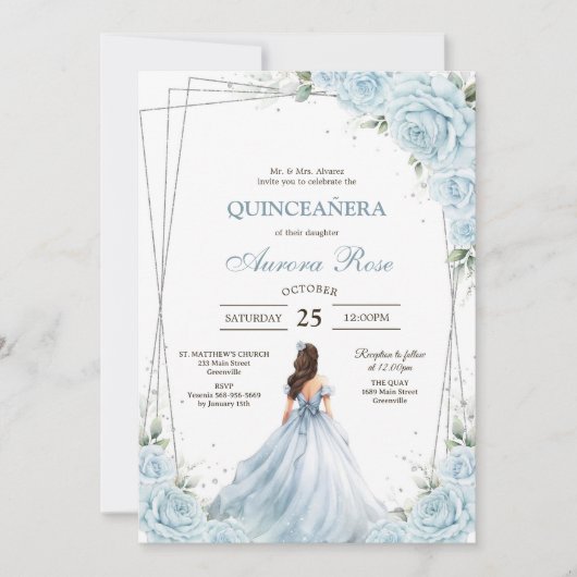 Invitation moderne rustique pour Quinceanera (Devant)