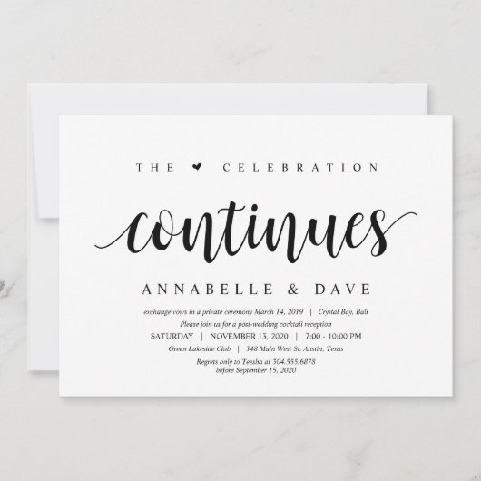 Invitation Moderne Rustique Propre, Police Noire, Mariage en (Devant)