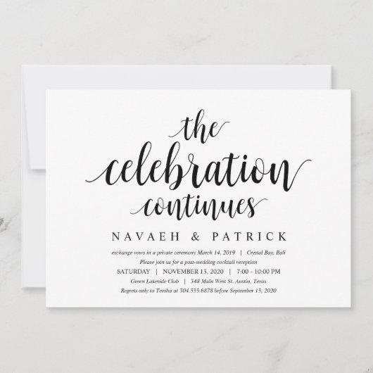 Invitation Moderne Rustique Propre, Police noire, Mariage en (Devant)