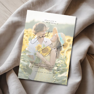 Invitation Moderne Rustique Tournesol Fun Overlay Photo Maria