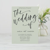 Invitation Moderne Sage Green Calligraphie Mariage de (Debout devant)