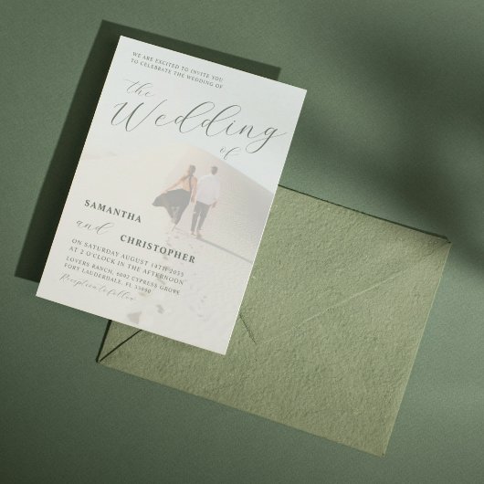 Invitation Moderne Sage Green Calligraphie Mariage de