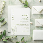 Invitation Moderne Sage Green Date Line Mariage Floral