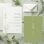 Invitation Moderne Sage Green Date Line Mariage Floral