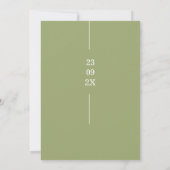 Invitation Moderne Sage Green Date Line Mariage Floral (Dos)