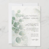 Invitation Moderne Sage Green Eucalyptus & Gold Mariage (Devant)