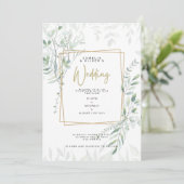 Invitation Moderne Sage Greenery Mariage QR Code RSVP Invitat (Debout devant)