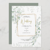 Invitation Moderne Sage Greenery Mariage QR Code RSVP Invitat (Devant / Derrière)