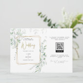 Invitation Moderne Sage Greenery Mariage QR Code RSVP Invitat (Debout devant)