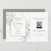 Invitation Moderne Sage Greenery Mariage QR Code RSVP Invitat (Devant / Derrière)