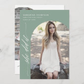 Invitation Moderne Sage Vert Elle L'A Fait Graduation Arch Ph (Devant / Derrière)