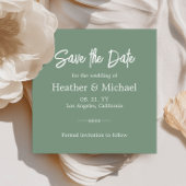 Invitation Moderne Sage Vert Enregistrer la date QR Mariage