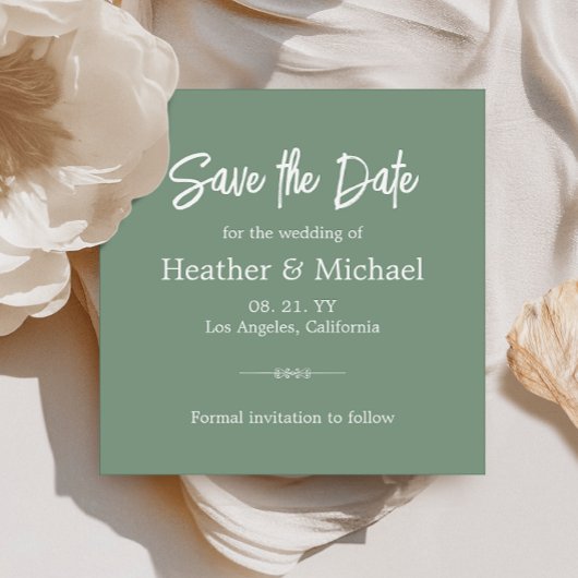 Invitation Moderne Sage Vert Enregistrer la date QR Mariage