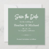 Invitation Moderne Sage Vert Enregistrer la date QR Mariage (Devant)