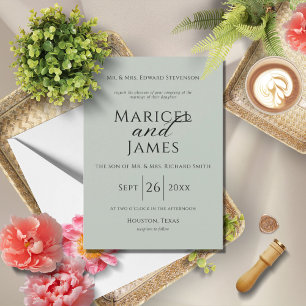 Invitation Moderne Sage Vert Simple Mariage