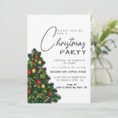 Invitation Moderne sapin classique & Ornements Vacances (Debout devant)