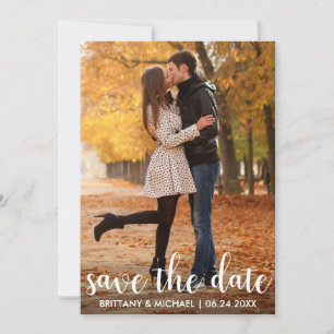 Invitation Moderne Sauvez La Date Fiançailles Couple Photo WL